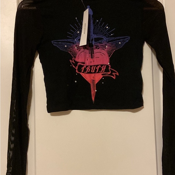 Brand new with tag Urban Outfitters Truth Diamante Long Sleeve Tee - Picture 2 of 3